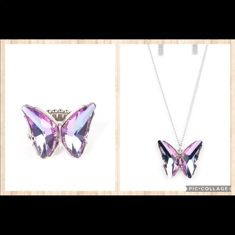 Paparazzi Fluorescent Flutter Ring & The Social Butterfly Effect Necklace